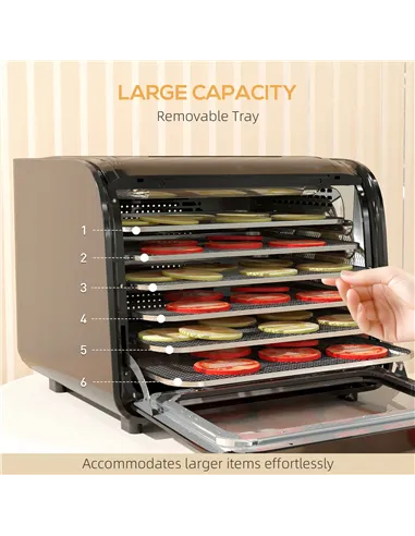 HOMCOM 35-70°C Six-Tray Food Dehydrator - Black