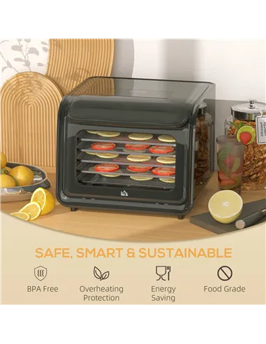 HOMCOM 35-70°C Six-Tray Food Dehydrator - Black