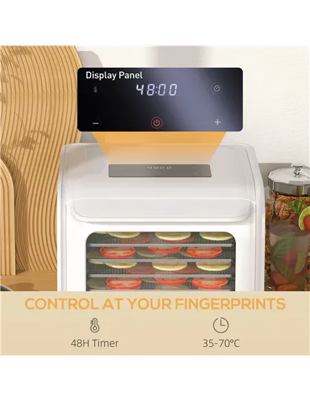 HOMCOM 35-70°C Six-Tray Food Dehydrator - White