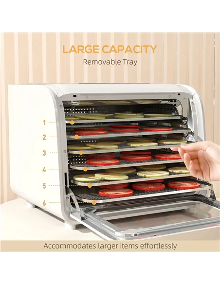 HOMCOM 35-70°C Six-Tray Food Dehydrator - White