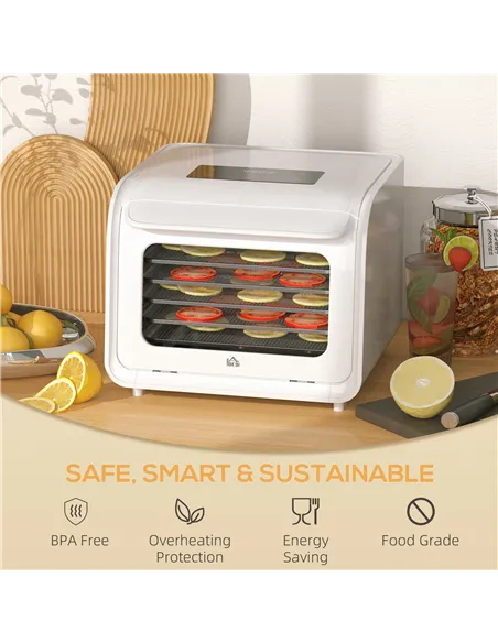 HOMCOM 35-70°C Six-Tray Food Dehydrator - White