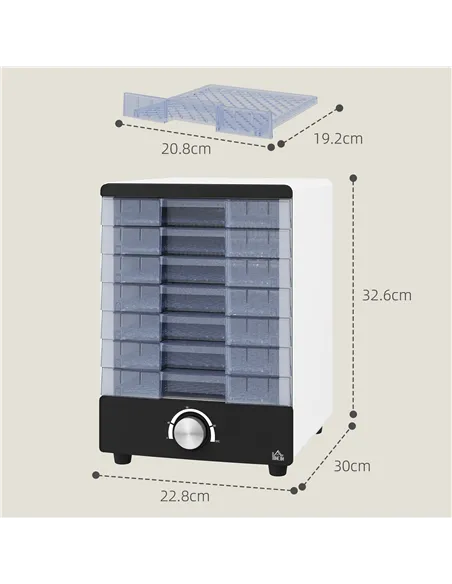 HOMCOM Seven Tray, 40-70°C Food Dehydrator - White