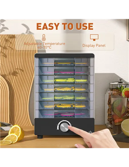 HOMCOM Seven Tray, 40-70°C Food Dehydrator - White