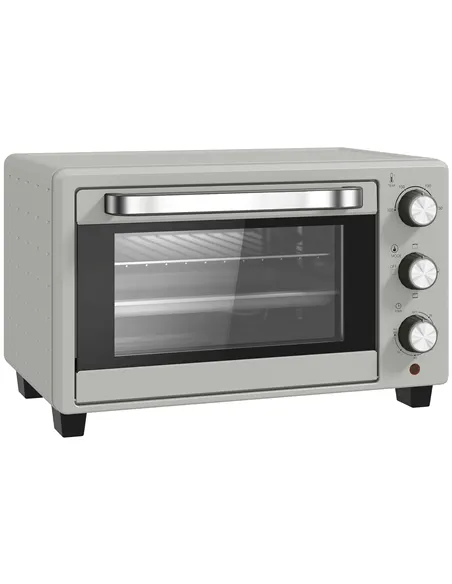 HOMCOM 21L Mini Countertop Oven, 100°C-230°C Adjustable Temp - Silver Tone