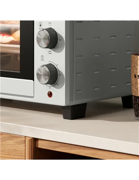 HOMCOM 21L Mini Countertop Oven, 100°C-230°C Adjustable Temp - Silver Tone