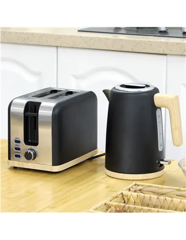 HOMCOM Kettle and Toaster Set, 1.7L 3000W Fast Boil Kettle & 2 Slice Toaster Kitchen Set with 7 Level Browning Controls, Defrost
