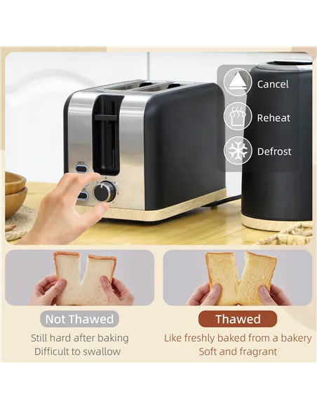 HOMCOM Kettle and Toaster Set, 1.7L 3000W Fast Boil Kettle & 2 Slice Toaster Kitchen Set with 7 Level Browning Controls, Defrost