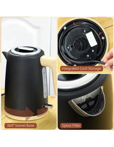 HOMCOM Kettle and Toaster Set, 1.7L 3000W Fast Boil Kettle & 2 Slice Toaster Kitchen Set with 7 Level Browning Controls, Defrost