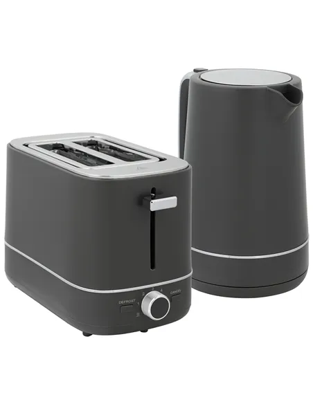 HOMCOM Kettle and Toaster Set, 1.7L 3000W Fast Boil Kettle & 2 Slice Toaster Kitchen Set with 6 Level Browning Controls, Defrost
