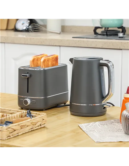 HOMCOM Kettle and Toaster Set, 1.7L 3000W Fast Boil Kettle & 2 Slice Toaster Kitchen Set with 6 Level Browning Controls, Defrost