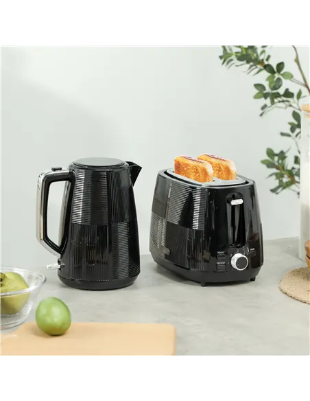 HOMCOM Kettle and Toaster Set, 1.7L 3000W Fast Boil Kettle & 2 Slice Toaster Kitchen Set with 7 Level Browning Controls, Defrost