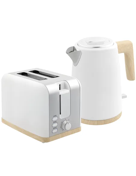 HOMCOM Kettle and Toaster Set, 1.7L 3000W Fast Boil Kettle & 2 Slice Toaster Kitchen Set with 7 Level Browning Controls, Defrost
