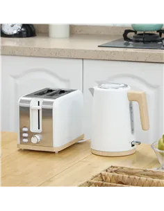 HOMCOM Kettle and Toaster Set, 1.7L 3000W Fast Boil Kettle & 2 Slice Toaster Kitchen Set with 7 Level Browning Controls, Defrost 2