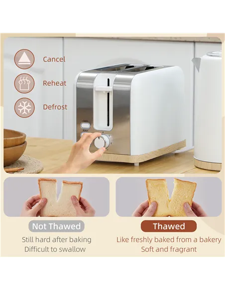HOMCOM Kettle and Toaster Set, 1.7L 3000W Fast Boil Kettle & 2 Slice Toaster Kitchen Set with 7 Level Browning Controls, Defrost