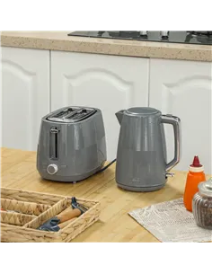 HOMCOM Kettle and Toaster Set, 1.7L 3000W Fast Boil Kettle & 2 Slice Toaster Kitchen Set with 7 Level Browning Controls, Defrost 2