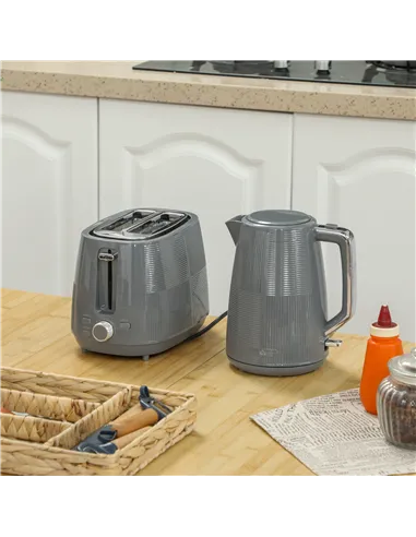 HOMCOM Kettle and Toaster Set, 1.7L 3000W Fast Boil Kettle & 2 Slice Toaster Kitchen Set with 7 Level Browning Controls, Defrost