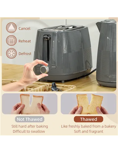 HOMCOM Kettle and Toaster Set, 1.7L 3000W Fast Boil Kettle & 2 Slice Toaster Kitchen Set with 7 Level Browning Controls, Defrost