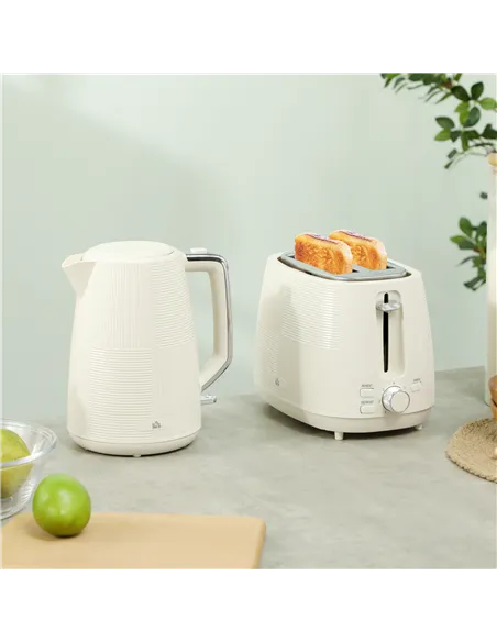 HOMCOM Kettle and Toaster Set, 1.7L 3000W Fast Boil Kettle & 2 Slice Toaster Kitchen Set with 7 Level Browning Controls, Defrost