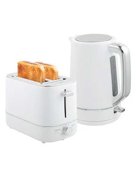 HOMCOM Kettle and Toaster Set, 1.7L 3000W Fast Boil Kettle & 2 Slice Toaster Kitchen Set with 6 Level Browning Controls, Defrost
