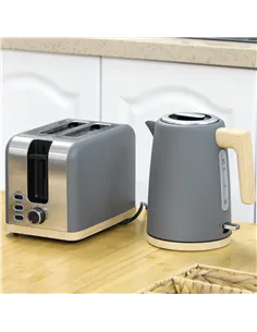 HOMCOM Kettle and Toaster Set, 1.7L 3000W Fast Boil Kettle & 2 Slice Toaster Kitchen Set with 7 Level Browning Controls, Defrost 2