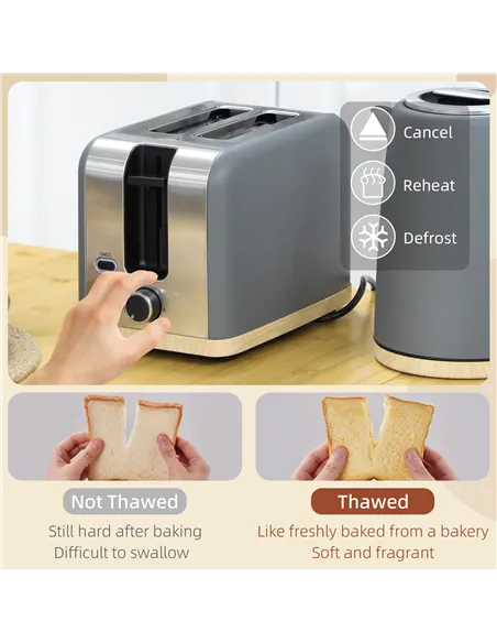 HOMCOM Kettle and Toaster Set, 1.7L 3000W Fast Boil Kettle & 2 Slice Toaster Kitchen Set with 7 Level Browning Controls, Defrost