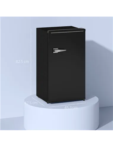 HOMCOM Under Counter Fridge, 85L Small Retro Refrigerator with Chiller Box, Adjustable Thermostat, Glass Shelves, Black