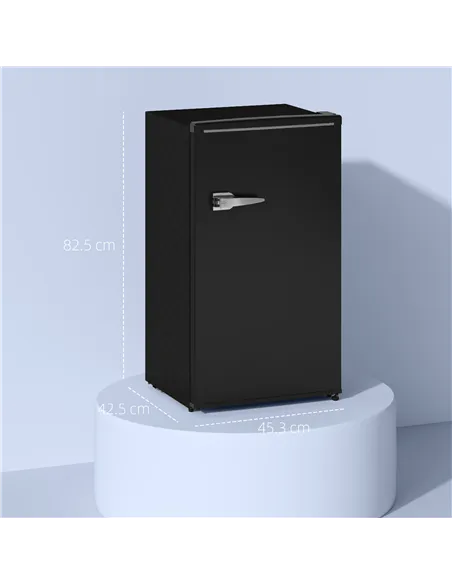 HOMCOM Under Counter Fridge, 85L Small Retro Refrigerator with Chiller Box, Adjustable Thermostat, Glass Shelves, Black