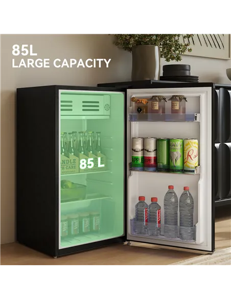 HOMCOM Under Counter Fridge, 85L Small Retro Refrigerator with Chiller Box, Adjustable Thermostat, Glass Shelves, Black