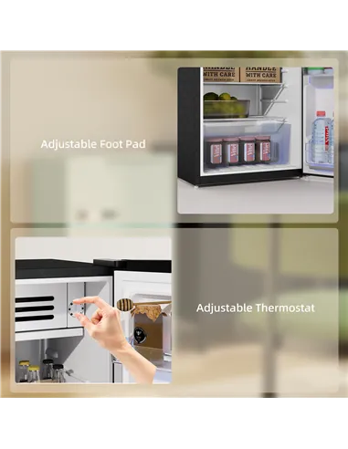 HOMCOM Under Counter Fridge, 85L Small Retro Refrigerator with Chiller Box, Adjustable Thermostat, Glass Shelves, Black