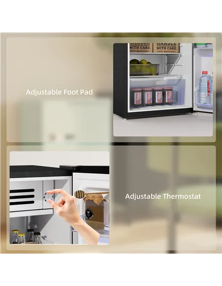 HOMCOM Under Counter Fridge, 85L Small Retro Refrigerator with Chiller Box, Adjustable Thermostat, Glass Shelves, Black