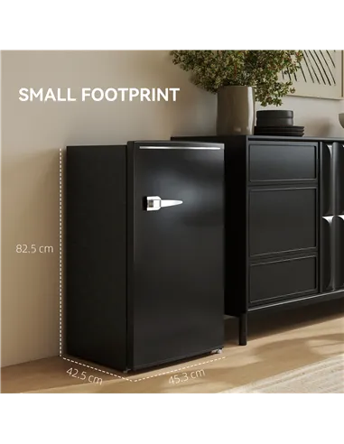 HOMCOM Under Counter Fridge, 85L Small Retro Refrigerator with Chiller Box, Adjustable Thermostat, Glass Shelves, Black