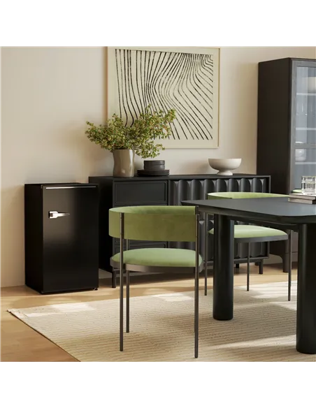 HOMCOM Under Counter Fridge, 85L Small Retro Refrigerator with Chiller Box, Adjustable Thermostat, Glass Shelves, Black