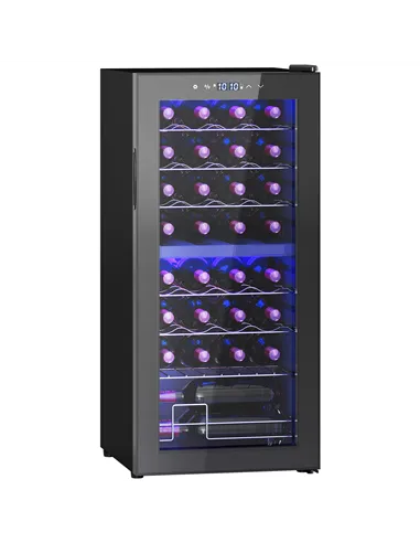HOMCOM 32 Bottle Dual Zone 5-18℃ Wine Fridge - Black
