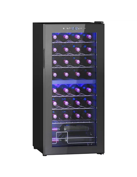 HOMCOM 32 Bottle Dual Zone 5-18℃ Wine Fridge - Black
