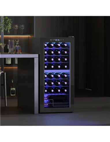HOMCOM 32 Bottle Dual Zone 5-18℃ Wine Fridge - Black