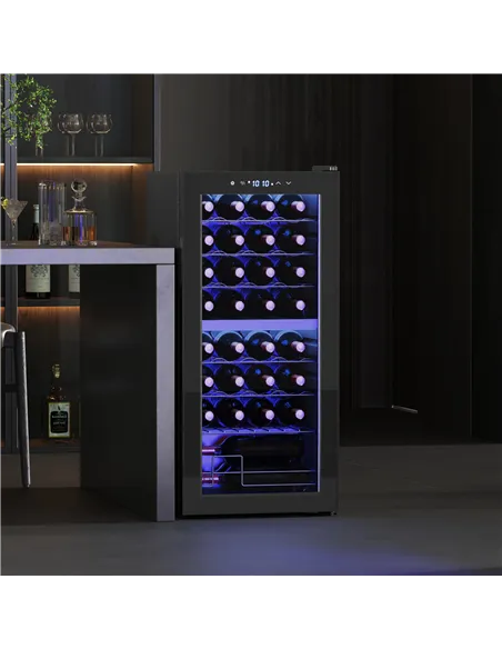 HOMCOM 32 Bottle Dual Zone 5-18℃ Wine Fridge - Black