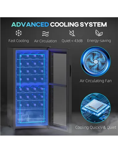 HOMCOM 32 Bottle Dual Zone 5-18℃ Wine Fridge - Black