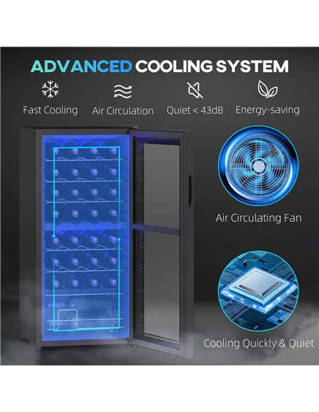 HOMCOM 32 Bottle Dual Zone 5-18℃ Wine Fridge - Black