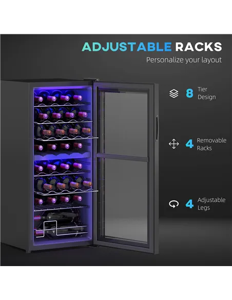 HOMCOM 32 Bottle Dual Zone 5-18℃ Wine Fridge - Black