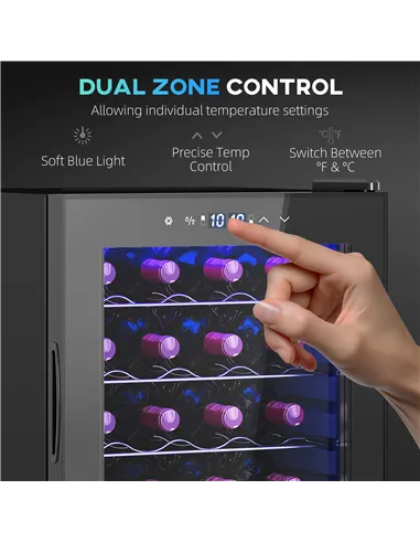 HOMCOM 32 Bottle Dual Zone 5-18℃ Wine Fridge - Black