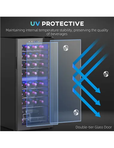 HOMCOM 32 Bottle Dual Zone 5-18℃ Wine Fridge - Black