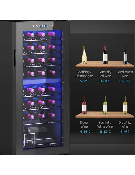 HOMCOM 32 Bottle Dual Zone 5-18℃ Wine Fridge - Black