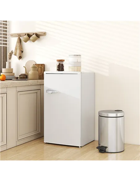 HOMCOM Under Counter Fridge, 85L Small Retro Refrigerator with Chiller Box, Adjustable Thermostat, Glass Shelves, White