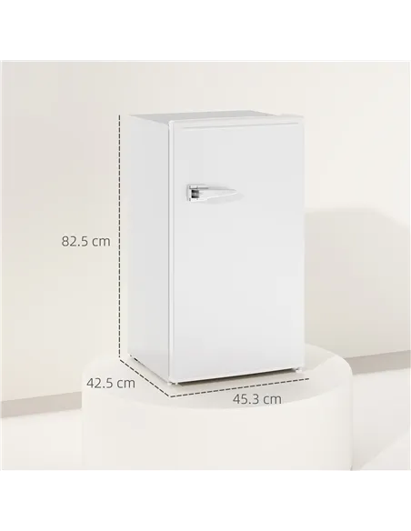HOMCOM Under Counter Fridge, 85L Small Retro Refrigerator with Chiller Box, Adjustable Thermostat, Glass Shelves, White