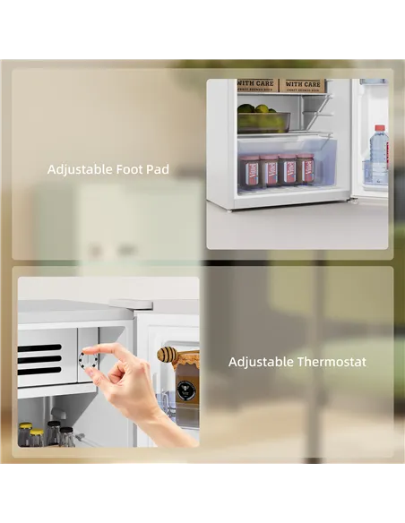 HOMCOM Under Counter Fridge, 85L Small Retro Refrigerator with Chiller Box, Adjustable Thermostat, Glass Shelves, White