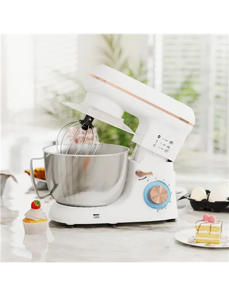HOMCOM 1300W Kitchen Stand Mixer, with Accessories - White