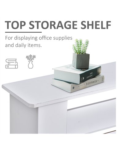 HOMCOM MDF Extendable Radiator Cover Cabinet Shelving Home Office Slatted Design White 139-208.5L x 20.5W x 82.5H cm