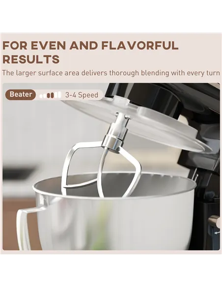 HOMCOM 1300W Kitchen Stand Mixer, with Accessories - Black
