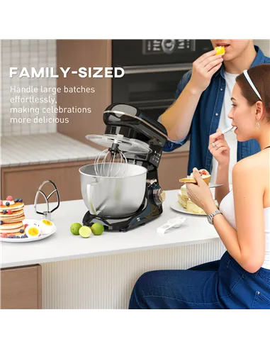 HOMCOM 1300W Kitchen Stand Mixer, with Accessories - Black