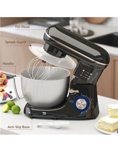 HOMCOM 1300W Kitchen Stand Mixer, with Accessories - Black